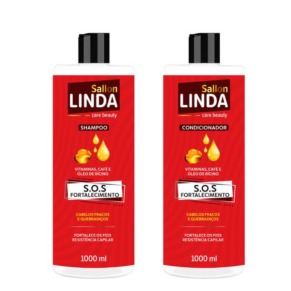 Kit Shampoo + Condicionador S.O.S Fortalecimento Sallon Linda 1L