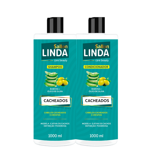 Kit Sallon Linda Shampoo + Condicionador Cacheados 1L