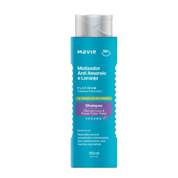 Shampoo Mavie Vegano Platinum Desamarelador 350ml