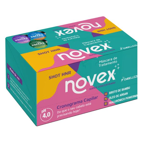 Kit Cronograma Capilar Novex Shot HNR Com 12 unidades