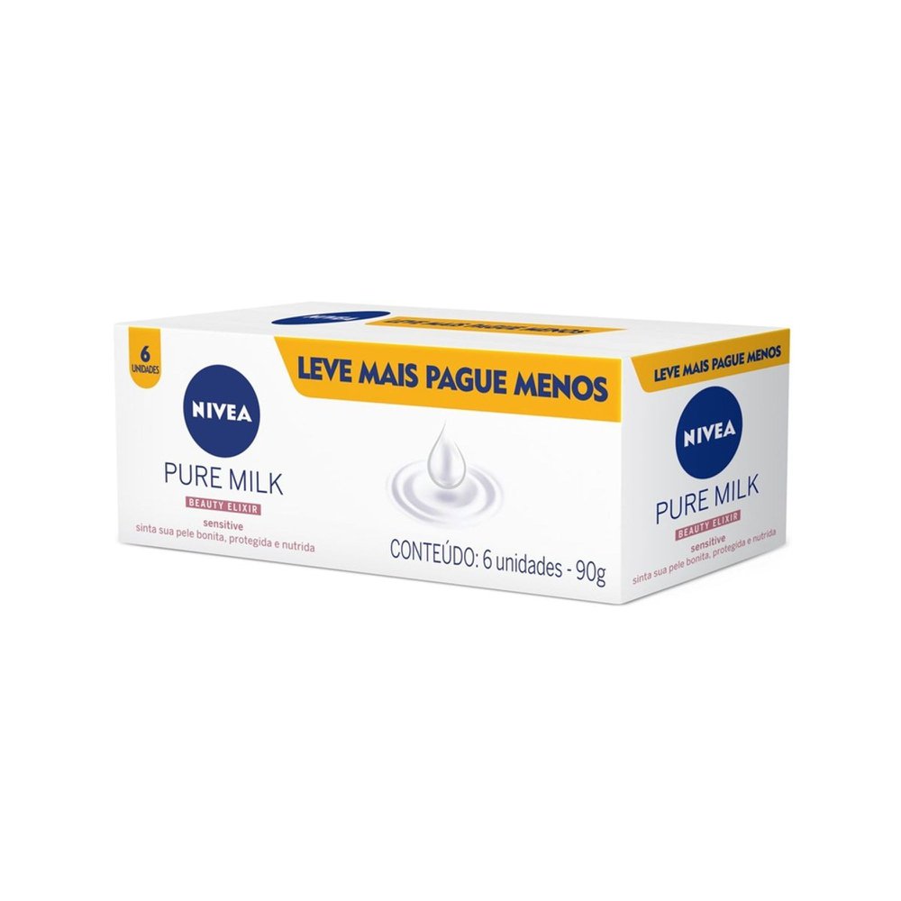 Kit Sabonete Em Barra Nivea Pure Milk Sensitive Promo 6 Unidades 90g