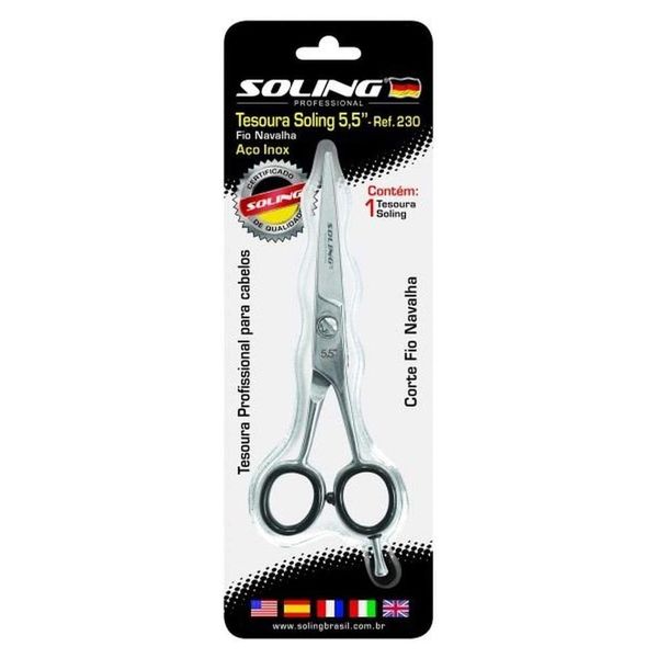 Tesoura Profissional Soling Para Cabelos Fio Navalha 5.5