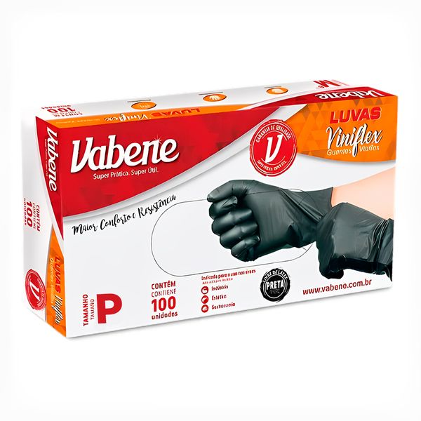 Luvas Vabene Viniflex Preta P Com 100 Unidades