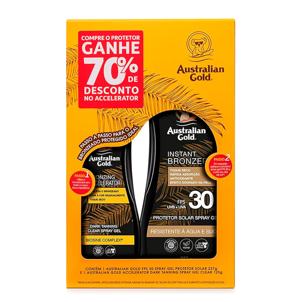 Kit Protetor Australian Gold Bronzer FPS30 + Acelerador de Bronzeado
