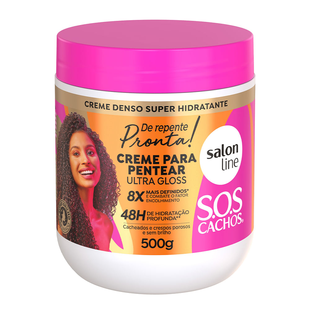 Creme Para Pentear Salon Line Super Brilho De Repente Pronta! S.O.S Cachos 500g