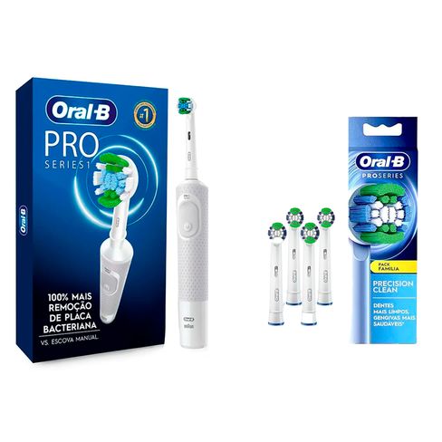 Kit Escova Elétrica Oral-B Vitality Precision Clean 110 Volts E Refil Para Escova Elétrica Oral-B Precision Clean 4 Unidades