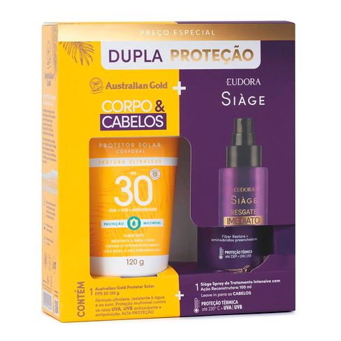 Kit Protetor Solar Australian Gold FPS30 120g E Leave-In Eudora 100ml