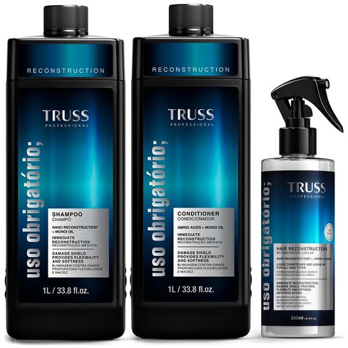 Kit Shampoo 1L, Condicionador 1L e Spray 260ml Truss Uso Obrigatório