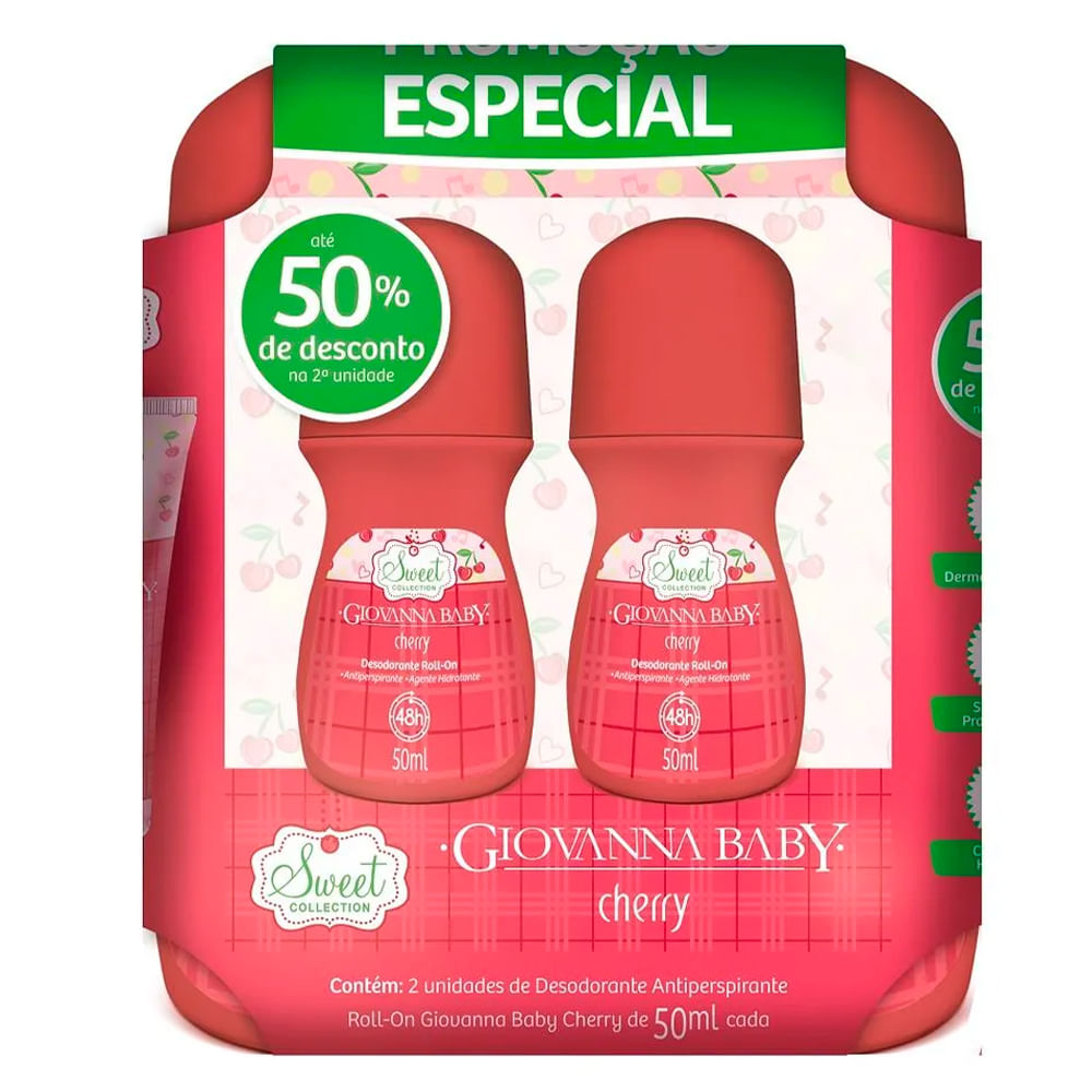 Kit Desodorante Roll On Giovanna Baby Cherry Com 2 Unidades
