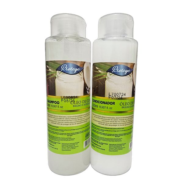 Kit Protege Shampoo + Condicionador Óleo De Coco 500ml