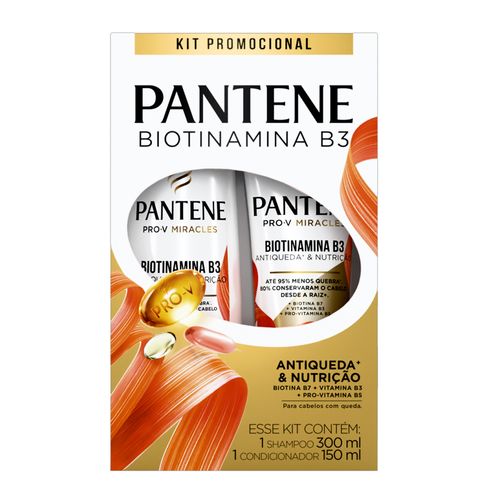 Kit Shampoo 300ml + Condicionador 150ml Pantene Pro-V Miracles Biotinamina B3 Antiqueda