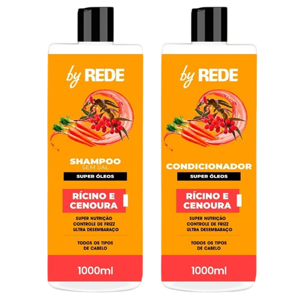 Kit By Rede Shampoo + Condicionador Rícino e Cenoura 1000ml