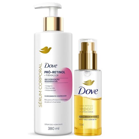 Kit Dove Sérum Corporal Pró-Retinol + Firmador 380ml + Óleo Sérum Reparador 110ml