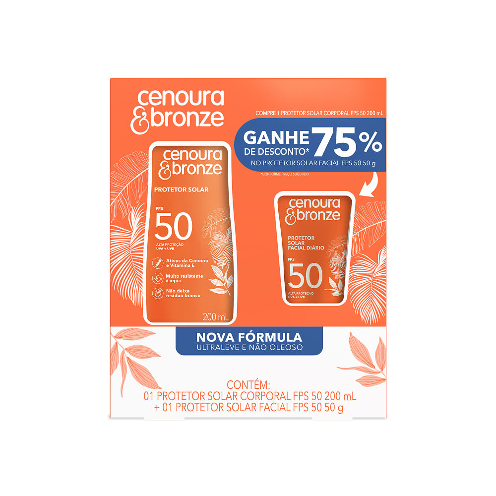 Kit Cenoura & Bronze Protetor Solar 200ml+ Protetor Solar Facial 50g