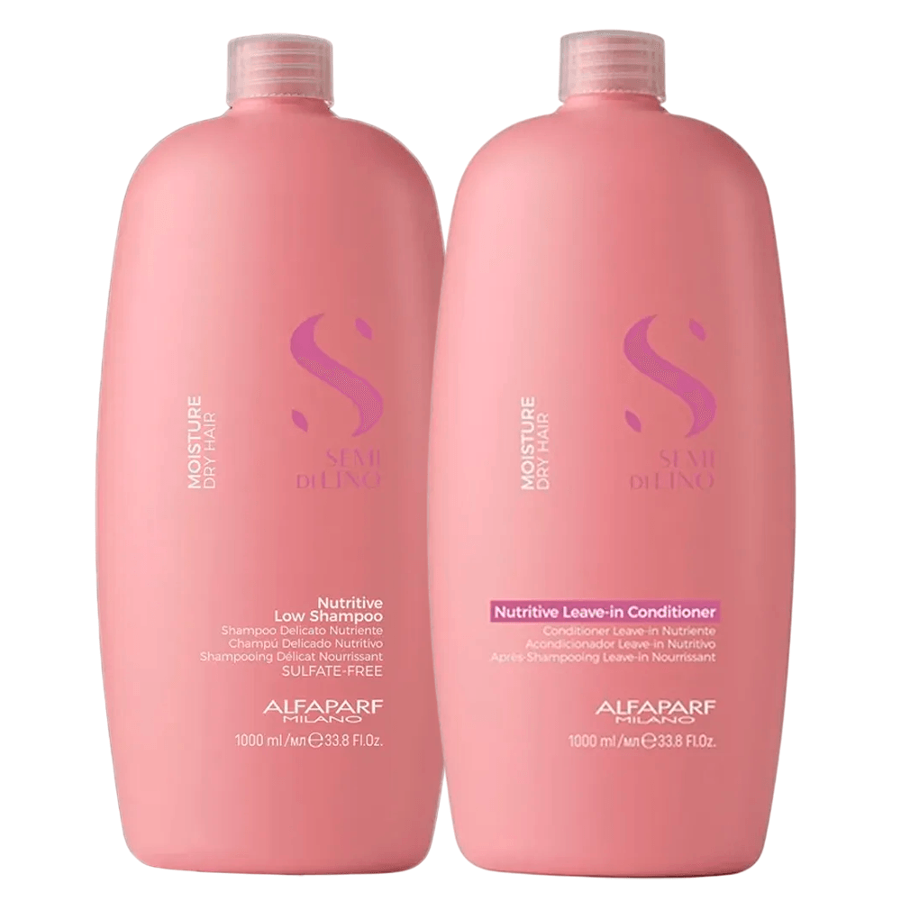 Kit Shampoo Alfaparf Semi Di Lino Nutririve 1L + Condicionador Leave-in Nutritive 1L