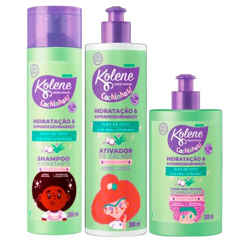 Kit Kolene Cachinhos Shampoo + Creme de Pentear + Ativador de Cachos
