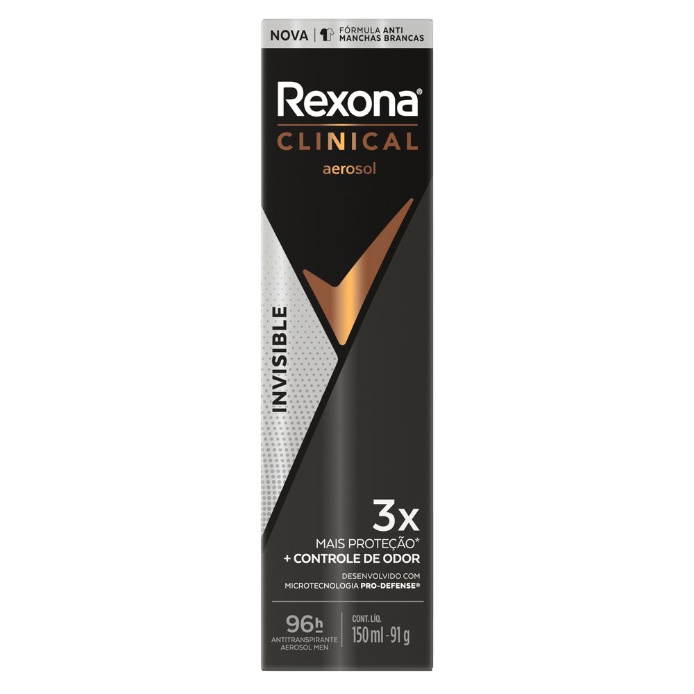 Desodorante Antitranspirante Aerosol Rexona Men Clinical Invisible 150ml
