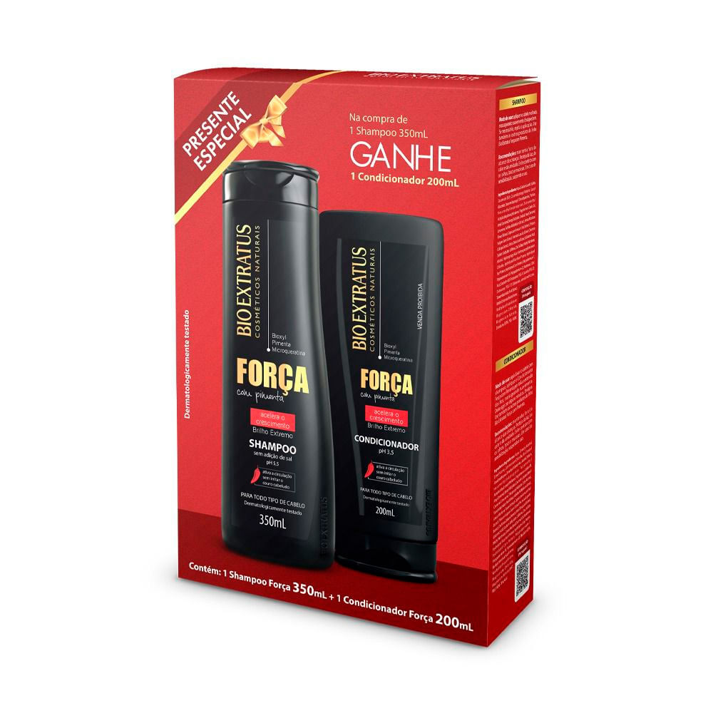 Kit Bio Extratus Força Com Pimenta Shampoo 350ml + Condicionador 200ml